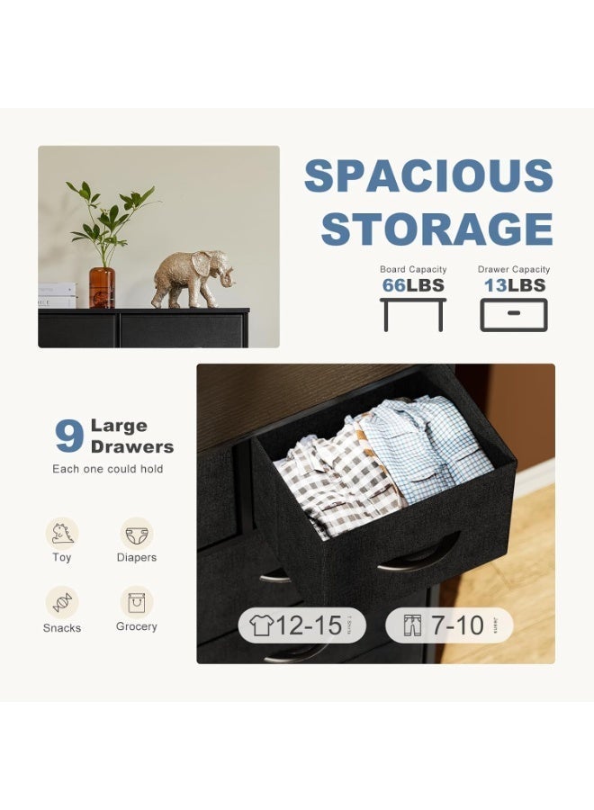 غايو خزانة أدراج بـ 9 أدراج لغرفة النوم، وحدة تخزين بأدراج قماشية مع سطح خشبي وإطار فولاذي لغرفة النوم، الخزانة، وغرفة المعيشة - Image 3